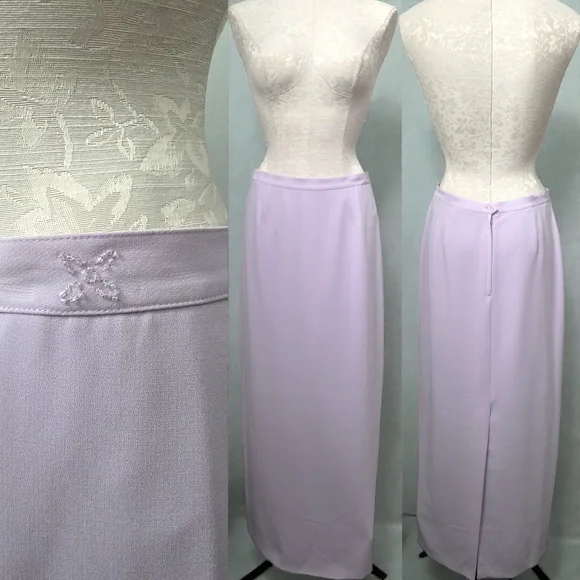 Albert Nipon Vintage Lilac 3-Piece Embellished Beaded Evening Skirt Suit Set M/L - Picture 5 of 11